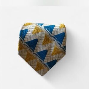 Geometric Blue and Gold Men's Tie